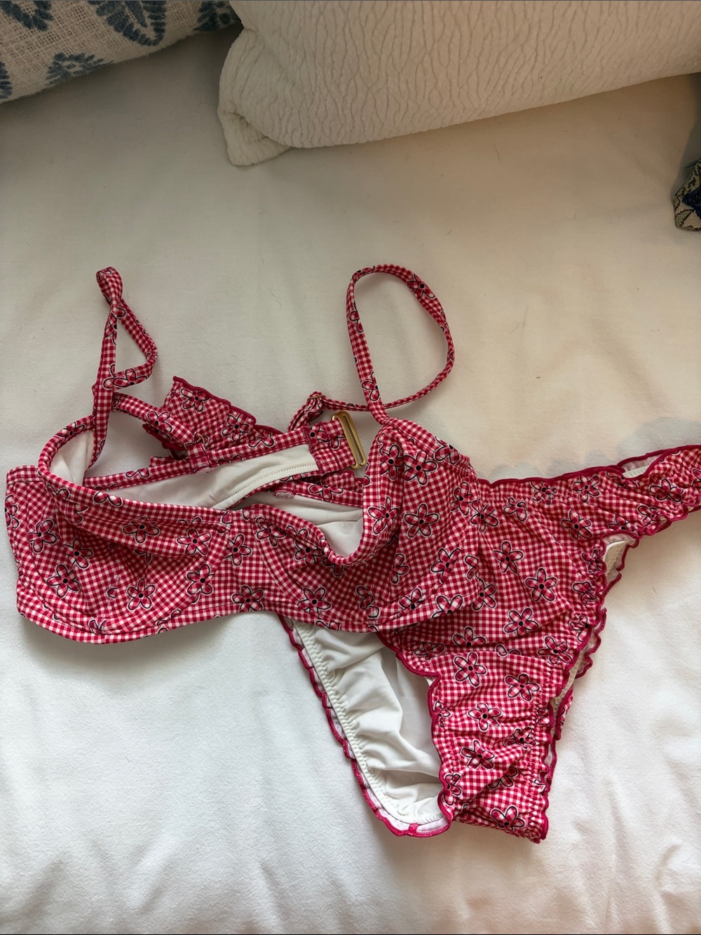 Victoria's Secret Red Gingham Floral Bikini Set